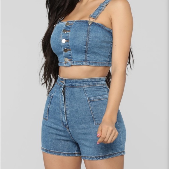 Denim short set Clearance